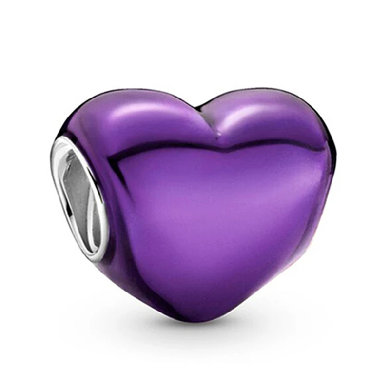 2Pcs/lot Hot Sale Crystal Purple Feather Heart Charm Pendant Beads Fit DIY Bracelets Necklaces For Women Grilfriend Jewelry Gift