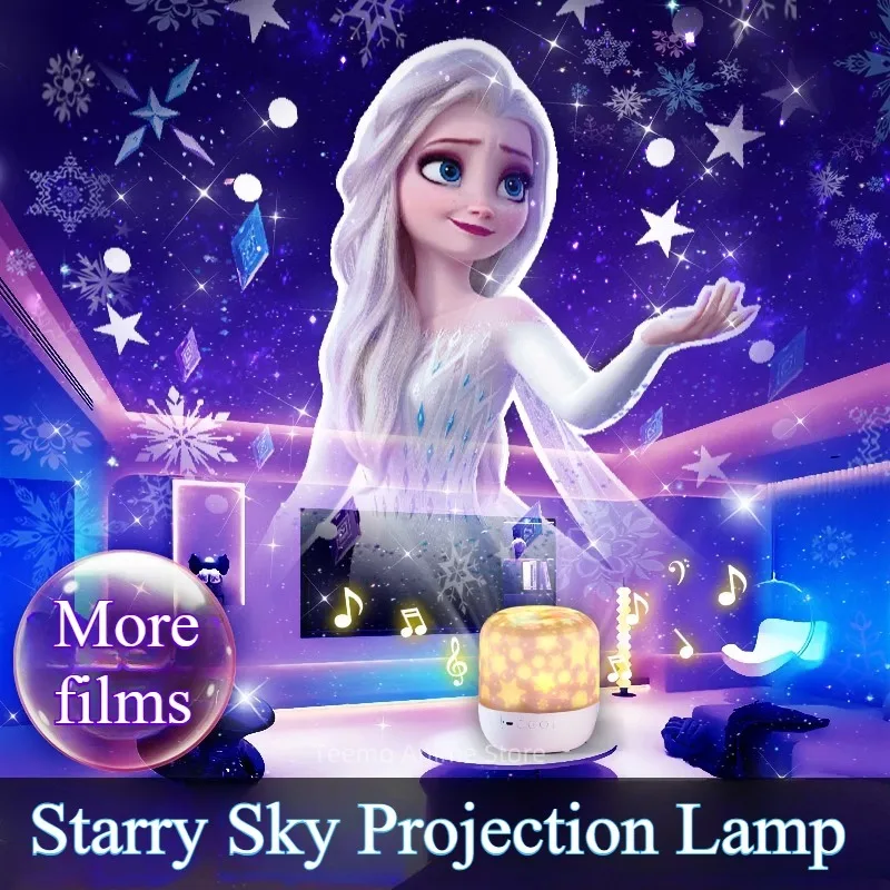 Disney Princess Elsa Cielo stellato Proiezione di luce Camera da letto Anime Atmosfera Sonno Luce notturna Compagno per bambini Giocattoli Regalo