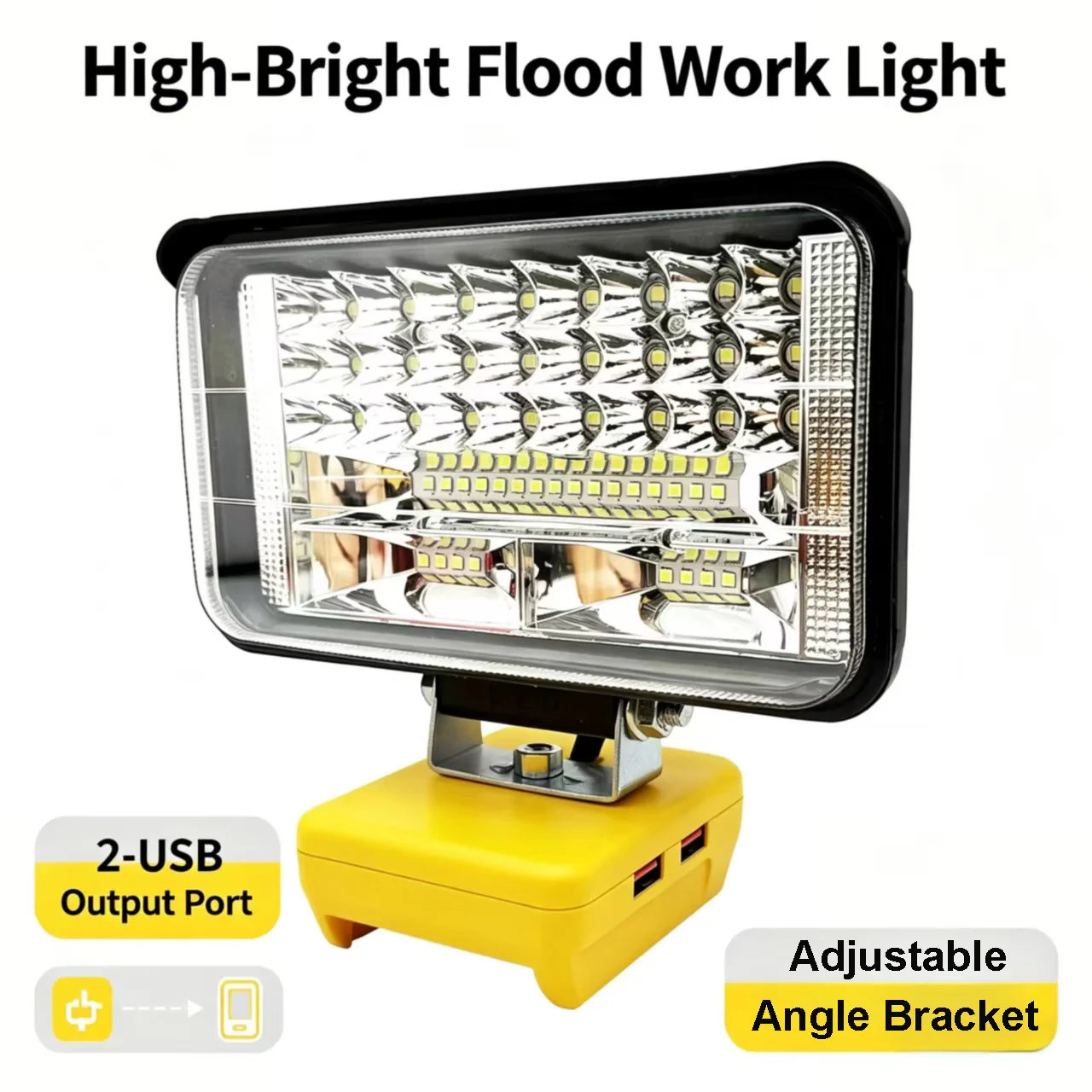 5 Inch LED Working Light Camping Lamp Spotlights Flashlight Torch for Dewalt 18V 20V Li-ion Battery DCB200 DCB180 USB Power Bank
