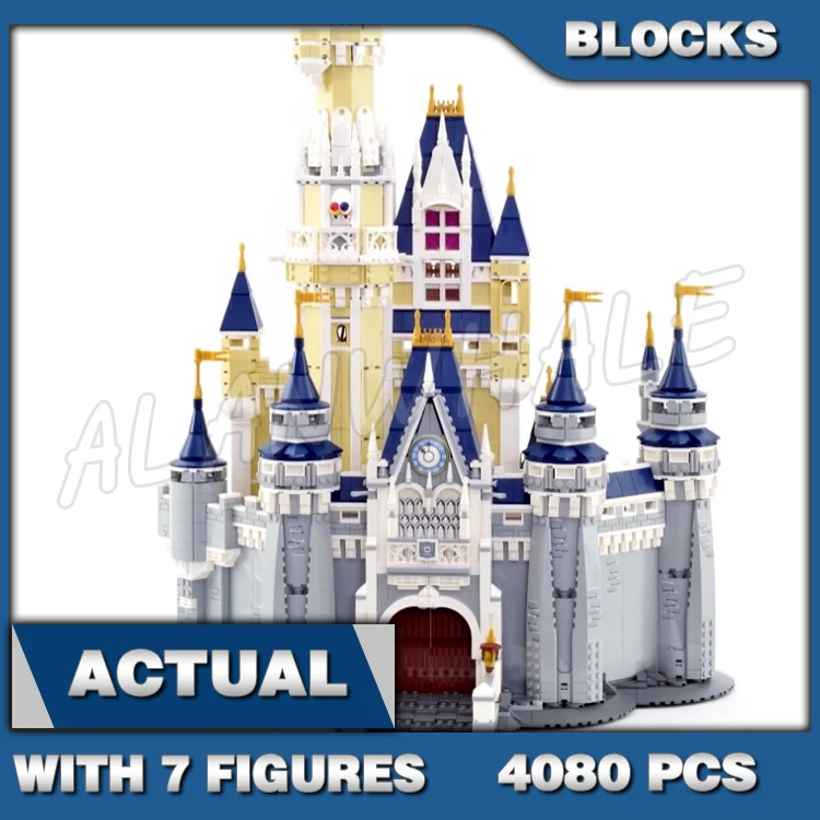 

4080pcs Cartoons Princess Castle Stone Bridge Clock Entrance Spired Towers 16008 Building Blocks ToysCompatible With Model