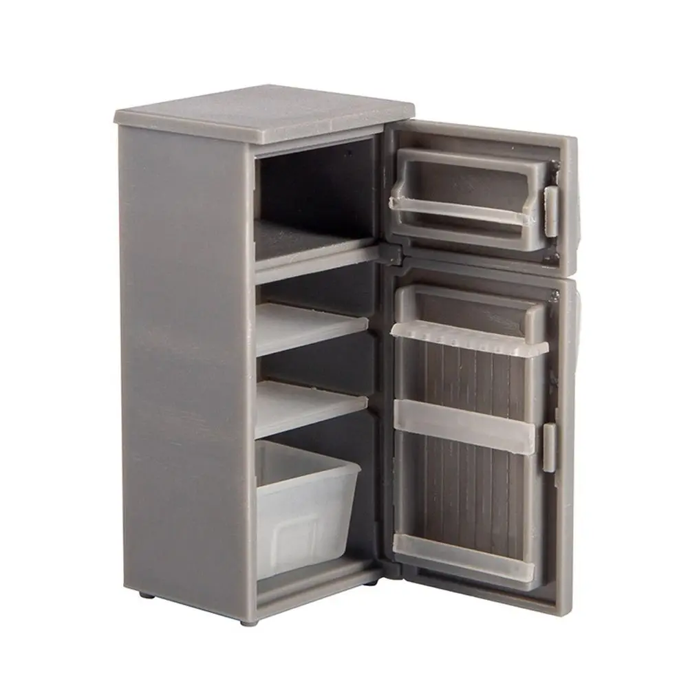 Modelo de geladeira de plástico em miniatura 1:24 casa de boneca multicolorida geladeira utensílios de cozinha mini geladeira cena de jogo