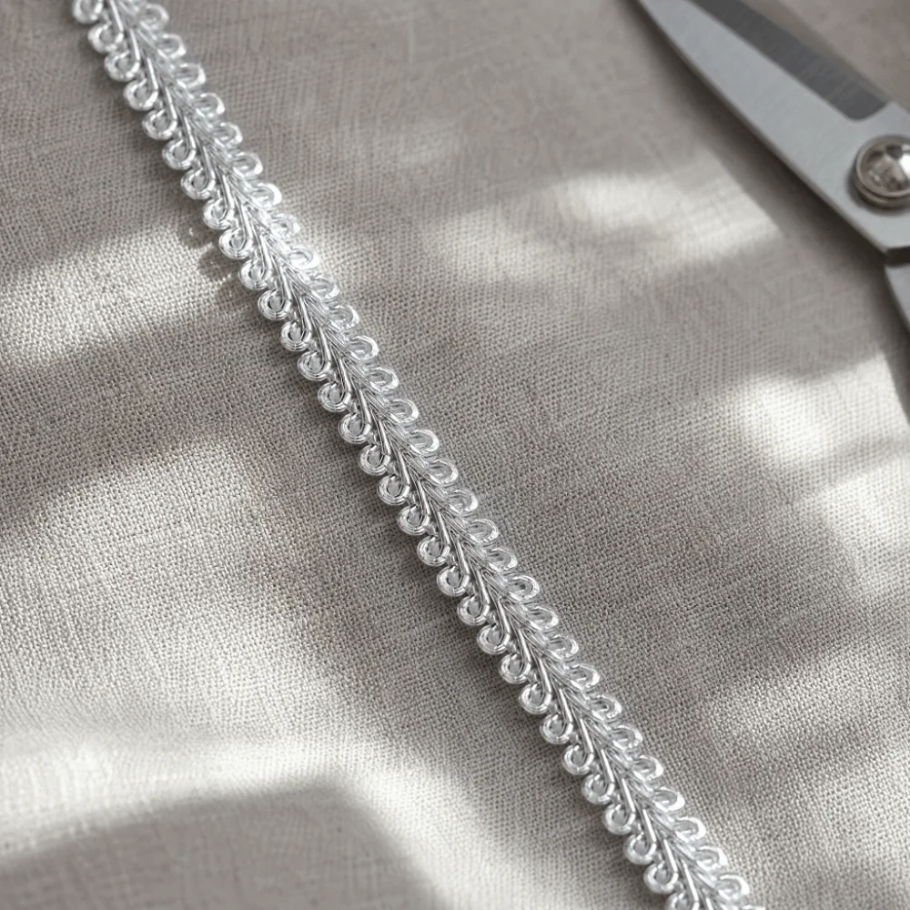 42M Length 8mm Width Herringbone Lace Trim Gold Silver Tone Herringbone Grain Flat Weave Ribbon Centipede Design Flat Weave