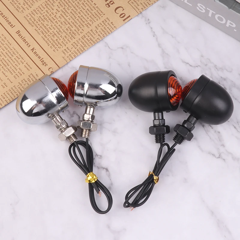 2Pcs Retro Motorcycle Turn Signals Motorcycle Accessories Universal 12V Single Wire Turn Signals Lights For Cafe Racer