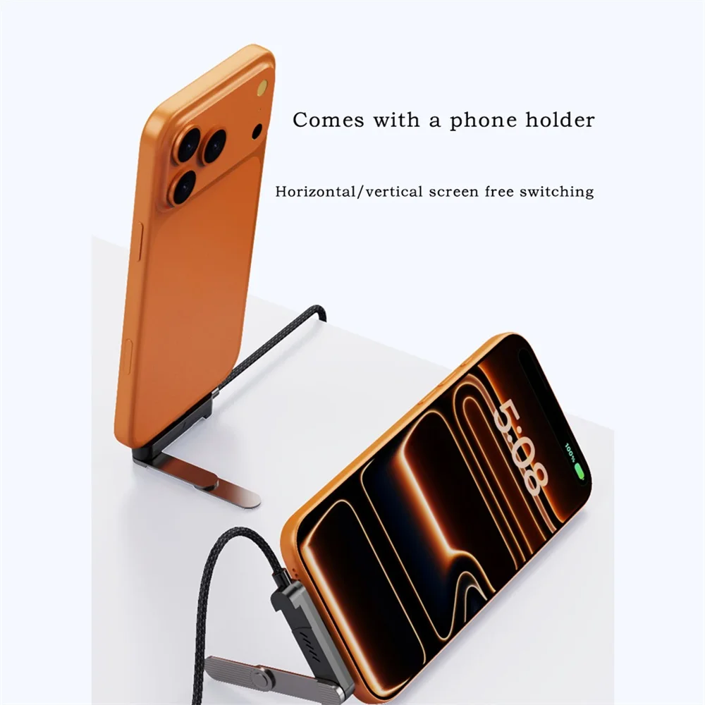 New Folding Bracket Data Cable USB A  Type C To Type C Charging Cable 65W Fast Charging Fold Holder 480Mbps Data Transmission
