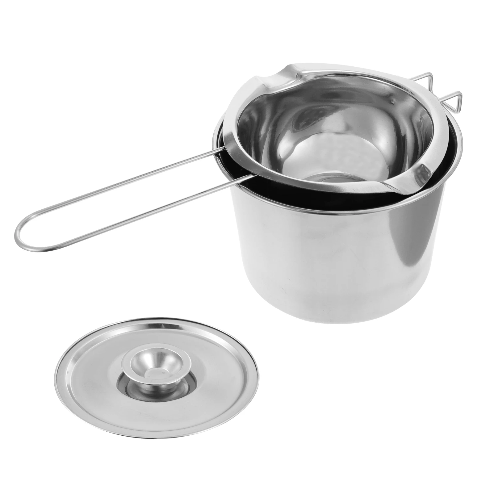 

201 Stainless Steel Chocolate Melting Pot Lid 16CM Size Safe Rust Resistant Butter Cheese Heating Wax Sauce