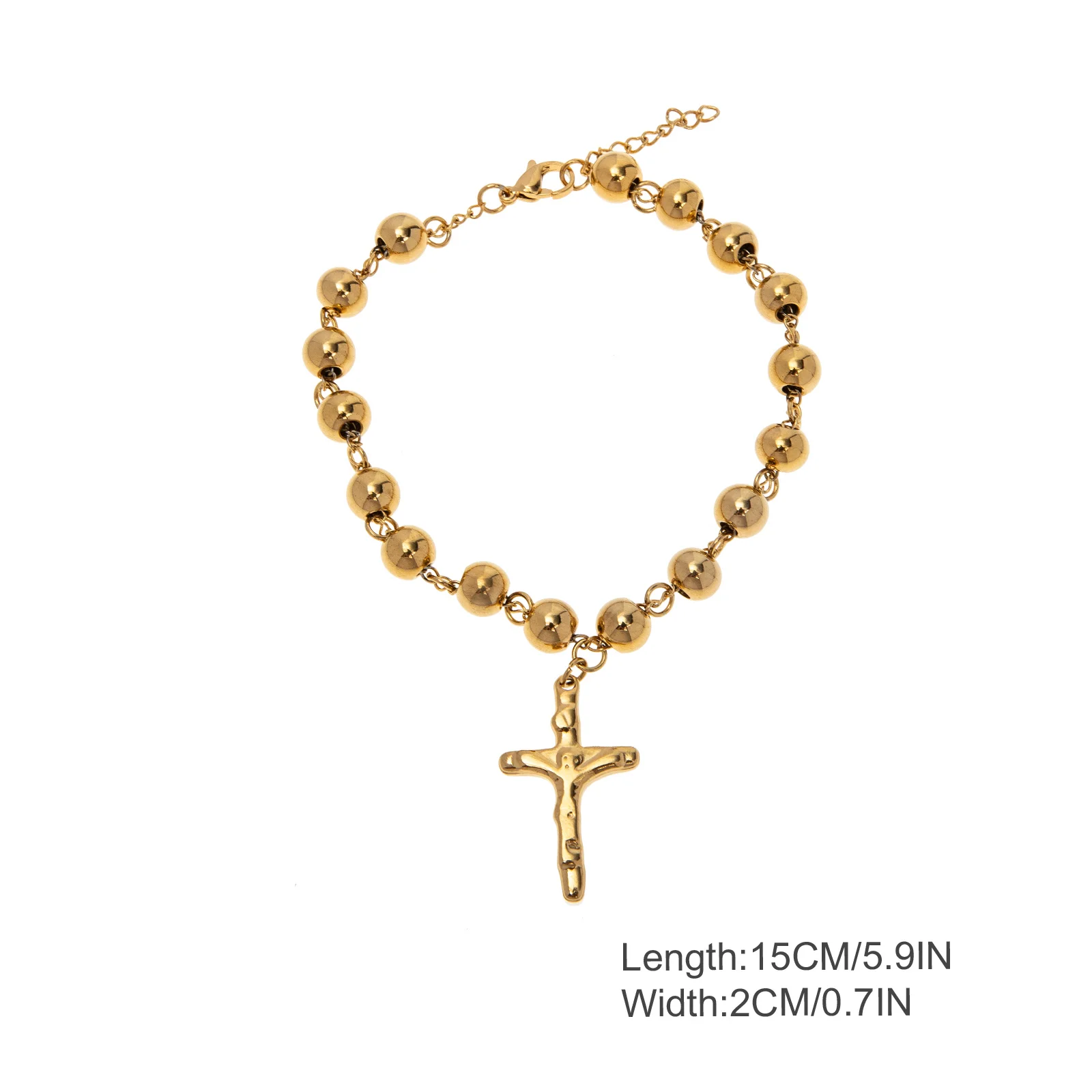 

Stainless Steel Bracelet Charming Cross Jesus Design Wrist Chain Religious Rosary Bracelet Gift Wrist Chain Jewelry Decor