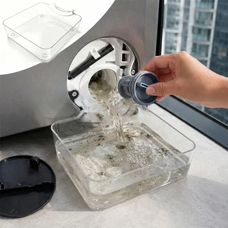 Washing Machine Drain Pan Front Load Leak Proof Tray Reusable Lint Filter Funnel Hidded Drain Odor Proof Floor Protector