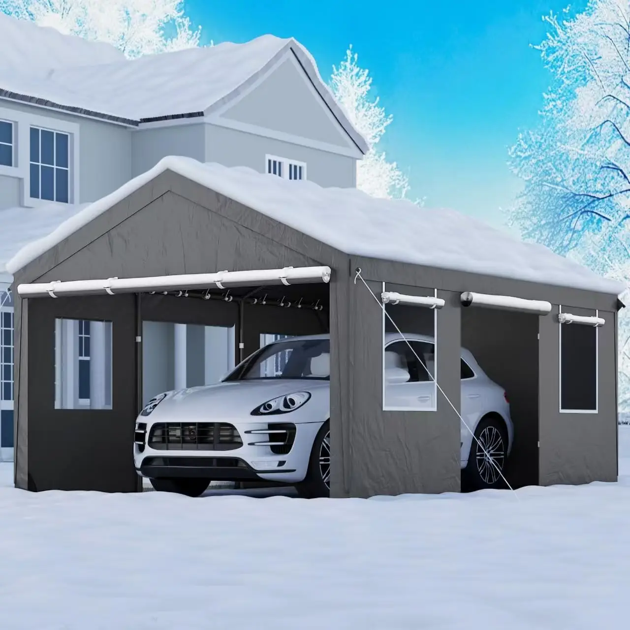 

12x20 Carport, Dark Gray, Customized