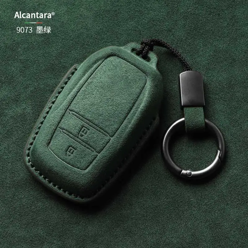 Suede Leather Full Wrap Key Fob Cover Shell Keychain For Toyota Camry Prado Land Cruiser RAV4 Crown Car Remote Key Protector