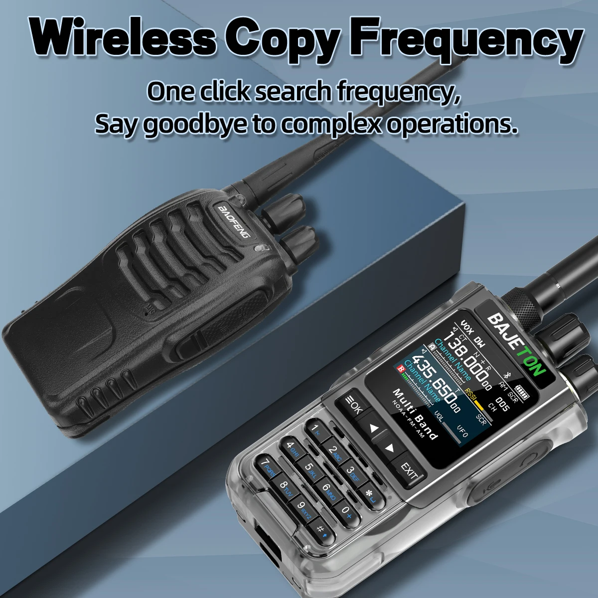 BAJETON BJ-8200 Walkie Talkie Full Band Bluetooth Pemrograman Telepon Jarak Jauh 10W Tri Power NoAA Pereduksi Kebisingan Radio Ham