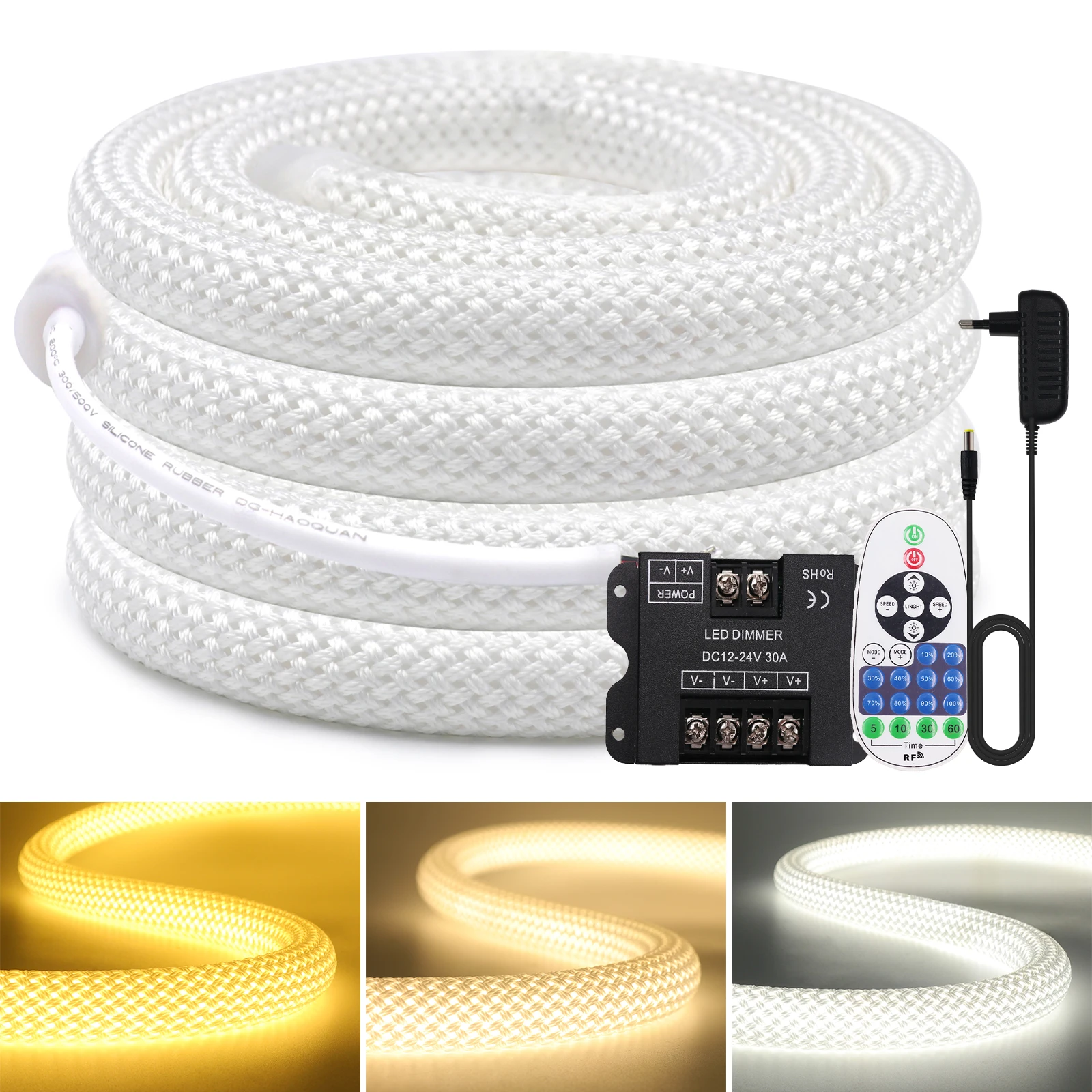 DC 12V 24V 360 Degree Lighting Dimmerable Neon Strip IP67 Waterproof Home Garden Decor Flexible Ribbon Rope Led Light