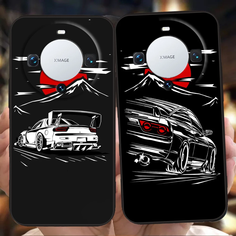 JDM Car Phone Case Cover for Huawei Mate 60 Pro P50 P40 P30 P20 P10 P Smart Y6 Y7 Y9 Plus Silicone Fundas Shell Capas Bags Coque