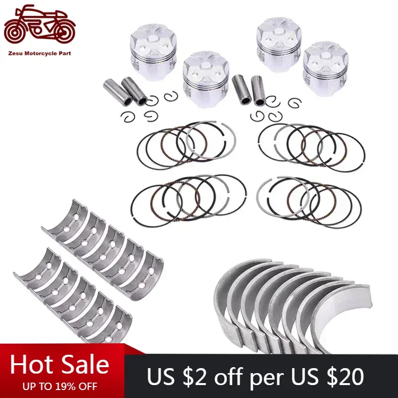 For HONDA CBR250 CBR 250 CBR MC19 KY1 88-89 Motorcycle Engine Crankshaft Tile Connect Con Rod Bearing Set and Piston Rings Kit