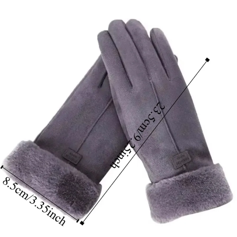 Thicked Windproof Suede Gloves Soft Touch Screen Sports Cycling Mittens Warm Comfortable Women Winter Gloves Outdoor