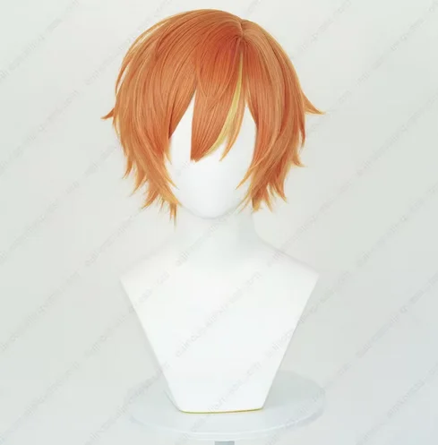 Anime Akito Shinonome Peruca Cosplay, Perucas Curtas Laranja, Resistente ao Calor, Cabelo Sintético, 30cm