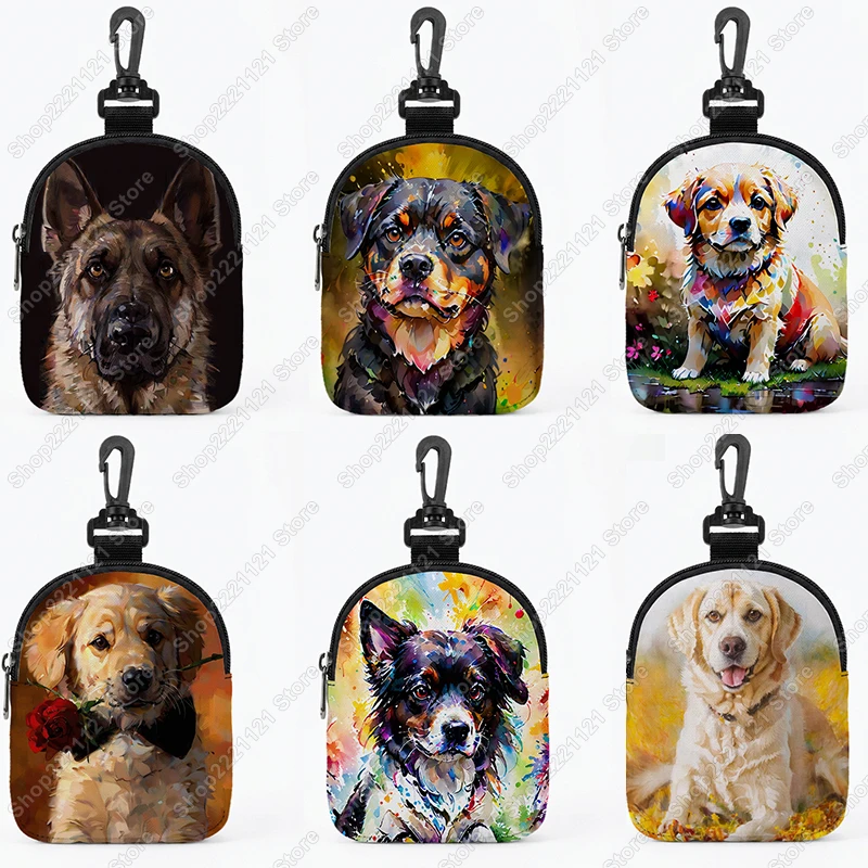 Paint Splash Oil Painting Dog Print Pet Dog German Shepherd Treat Pouch Dog Reward Bags Snacks Awards Waist Bag Pet Supplies