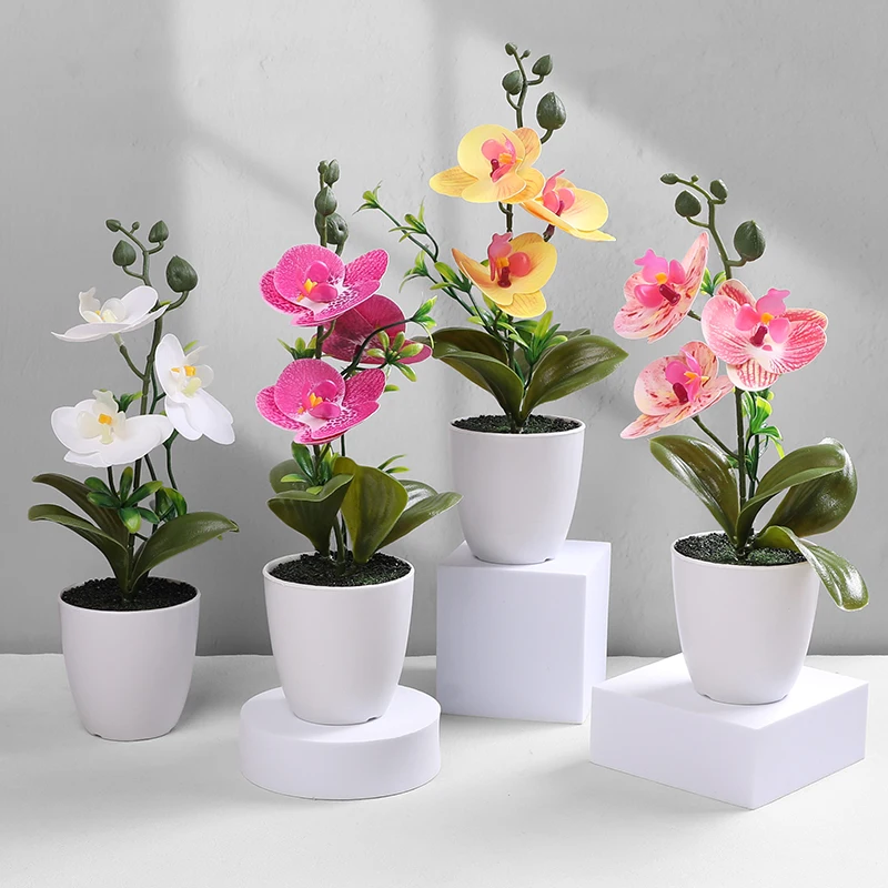 

Creative Mini Simulation Butterfly Orchid Bonsai Plant Artificial Dining Table Home Room Simulation Bonsai Decoration Supplies
