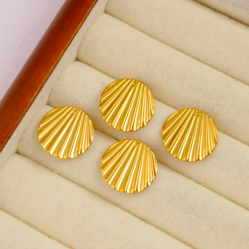 DIY accessories 2025 stainless steel geometric fan-shaped embossed curved earrings plated with 18K gold do not fade cold wind st