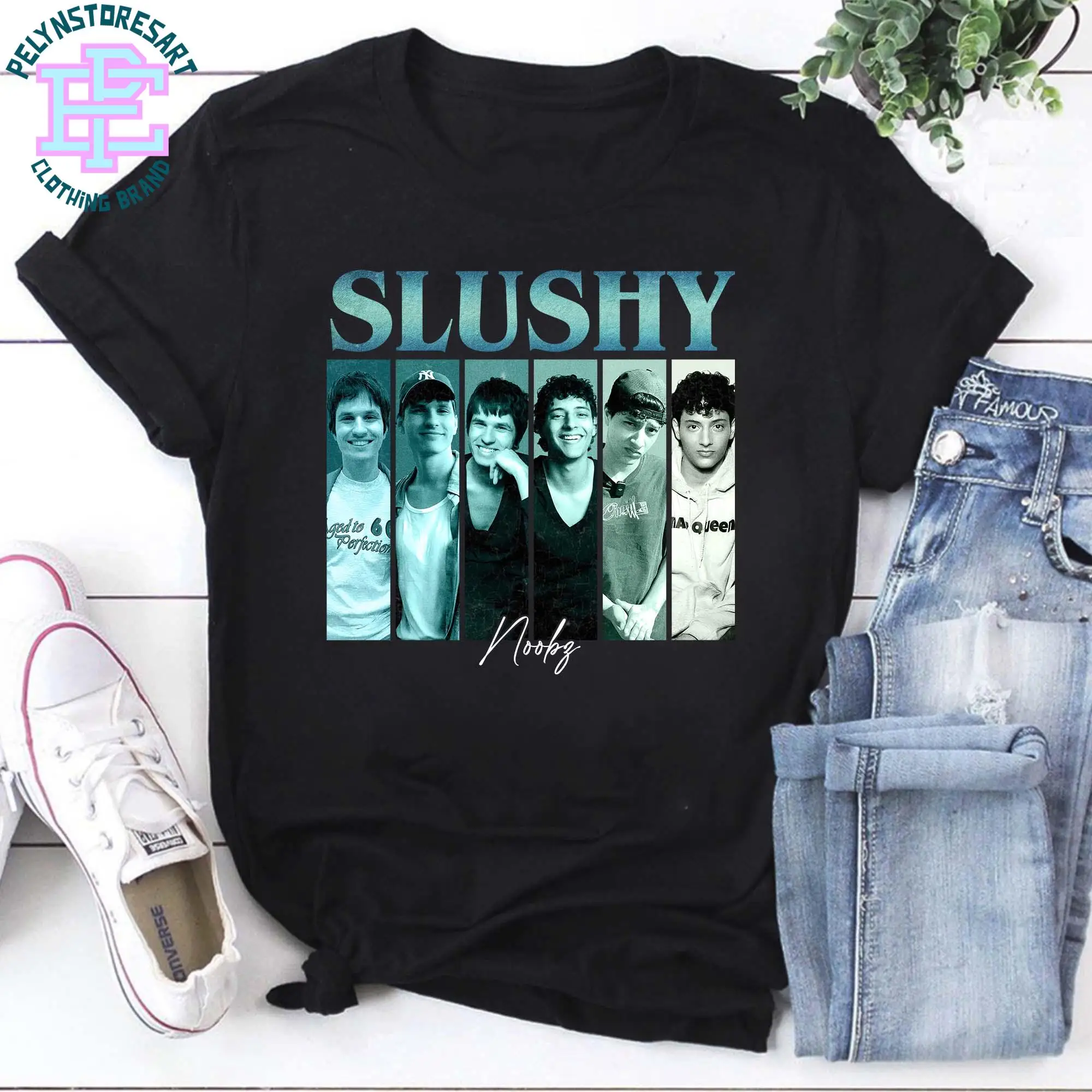 

Male Group Style Tour T-shirt, Unisplendour Pattern T-shirt, Retro Fan Art T-shirt, Nostalgic Group Collage, Concert Fan Gift