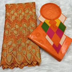 New Arrived 2.5yards Bazin Riche Fabric With 2.5yards Embroidered Cotton Swiss Voile Lace Fabric Collar Set For Dresses