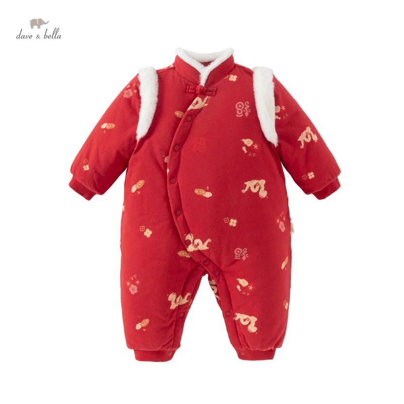 Dave Bella Baby Jumpsuit Newborn Creeper 2024 New Autumn winter Girl\'s Romper Casual  Comfortable Cotton Baby clothes DB4243222