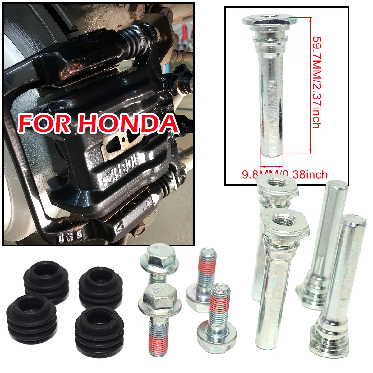 Para Honda Stream Insight Rover 45 Civic: Guía deslizante de cilindro de pinza de freno, pasador, perno de carcasa de disco, buje de goma, retén de buje