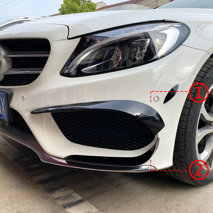 Car Front Canard Tuning For Mercedes Benz C Class W205 2015 2016 2017 2018 Front Bumper Side Spoiler Splitter Air Blade