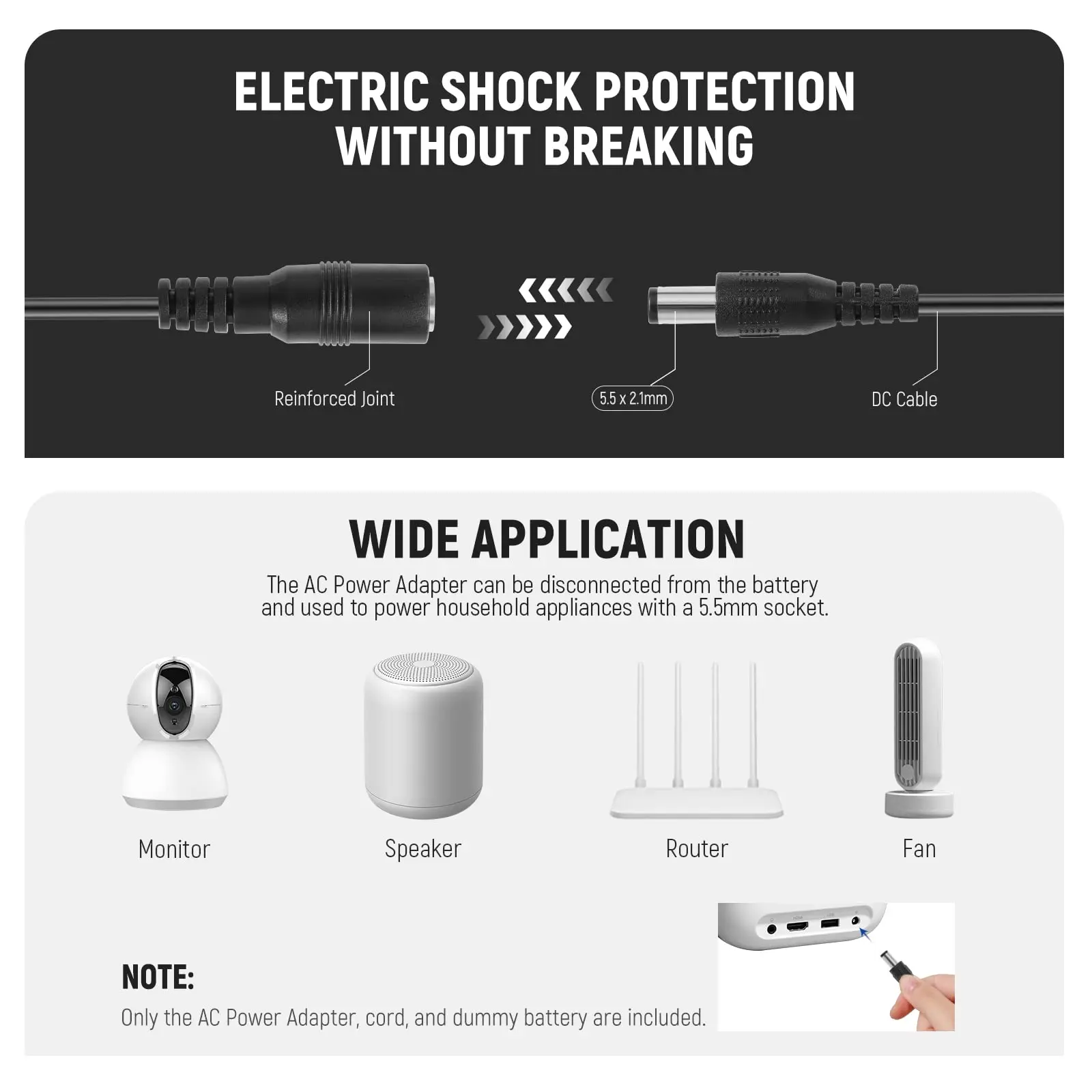 NEEWER Dummy Battery Replacement for LP-E6 LP-E6N LP-E6NH for Canon EOS R Ra R5 R5C R6 R6II R7 5D 6D 7D Mark II/III/IV 5DS 5DSR