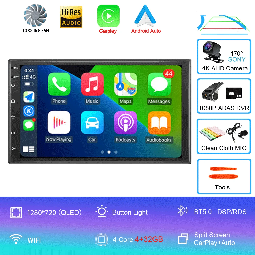 Universele 7 "autoradio GPS 2 din Android 15 Auto Carplay voor Volkswagen Nissan Hyundai Toyota multimediaspeler