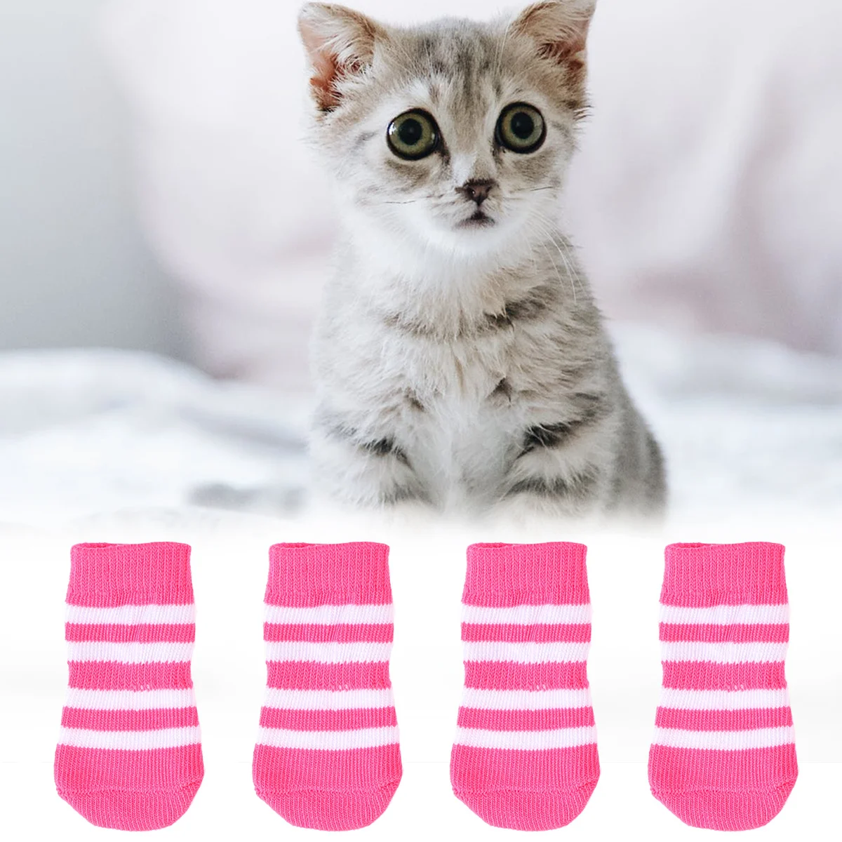 4pcs Puppy Dogs Pet Socks Anti Slip Cotton Knitting Warm Scratch Protection Gift For Dog Ankle Sock Pet Knits Socks