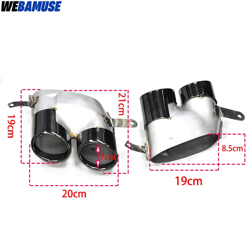 For Audi A6L A7L 2016 to 2018 Square Port Muffler Exhaust Tailpipe Upgrade S6 S7 Sport Quad Exit Stainless Steel Exhaust System