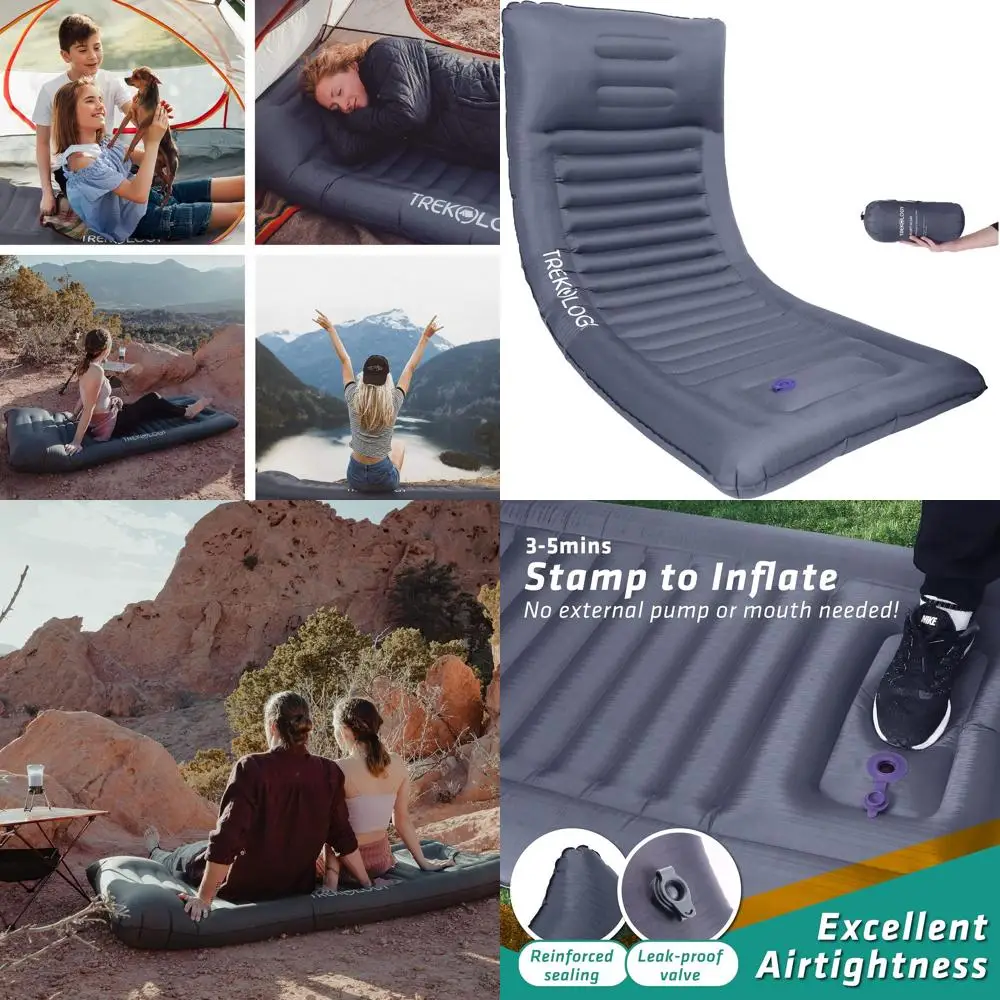 Colchoneta Inflable para Camping o para el Hogar - 73.2 x 29.9 Pulgadas, Premium con Bomba Integrada, Almohada con Soporte en K, Grosor de 4.9 Pulgadas - Ultraligera