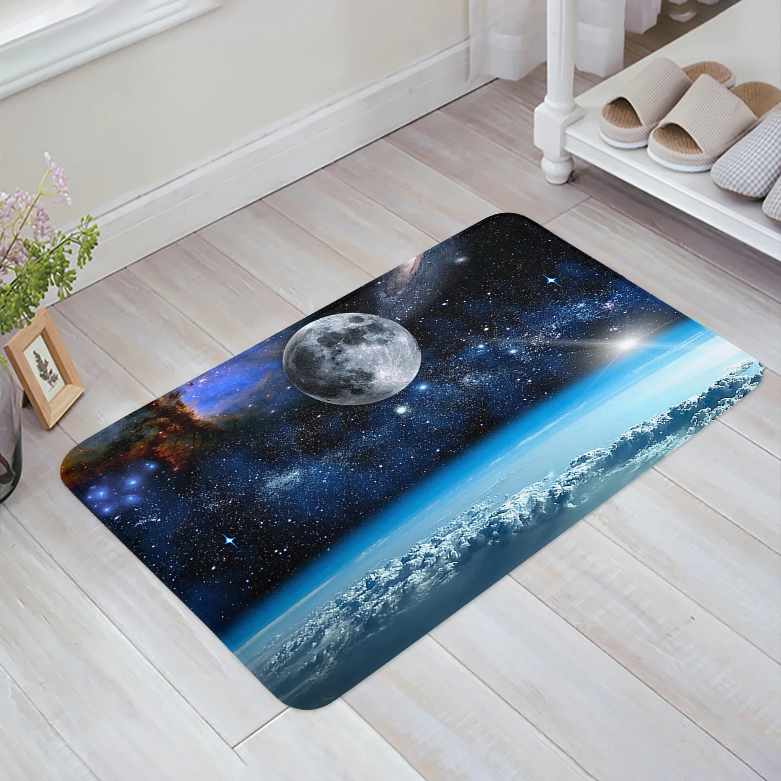 

Universe Galaxy Moon Floor Mat Entrance Door Mat Living Room Kitchen Rug Non-Slip Carpet Bathroom Doormat Home Decor