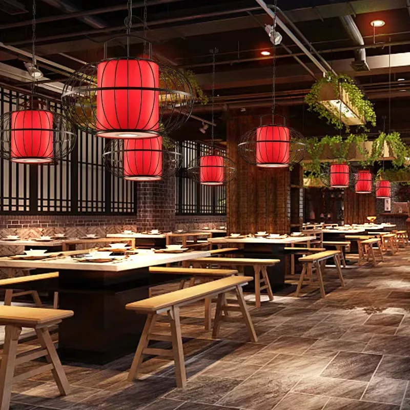 جديد الصينية قفص الطيور قلادة أضواء خمر مطعم المقهى إناء/ قدر مطعم الإبداعية الحديد الفن العتيقة الثريا ديكور