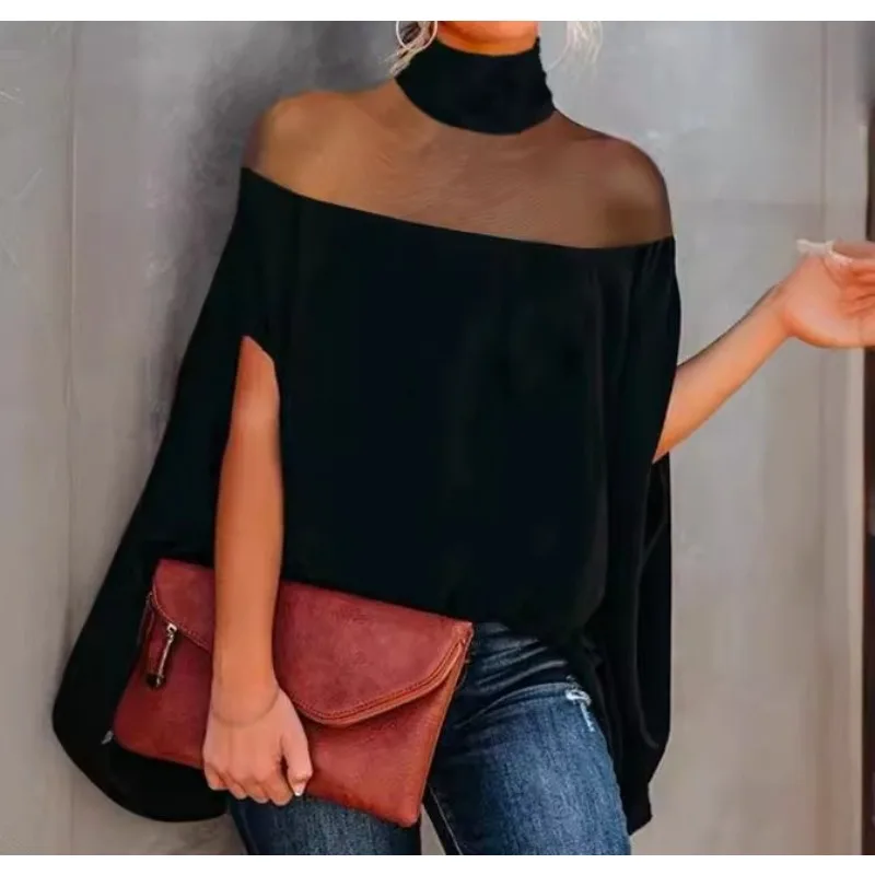 2025 Four Seasons Off-Shoulder Crossbody Shoulder, Canopy Loose Batman Top T-Shirt