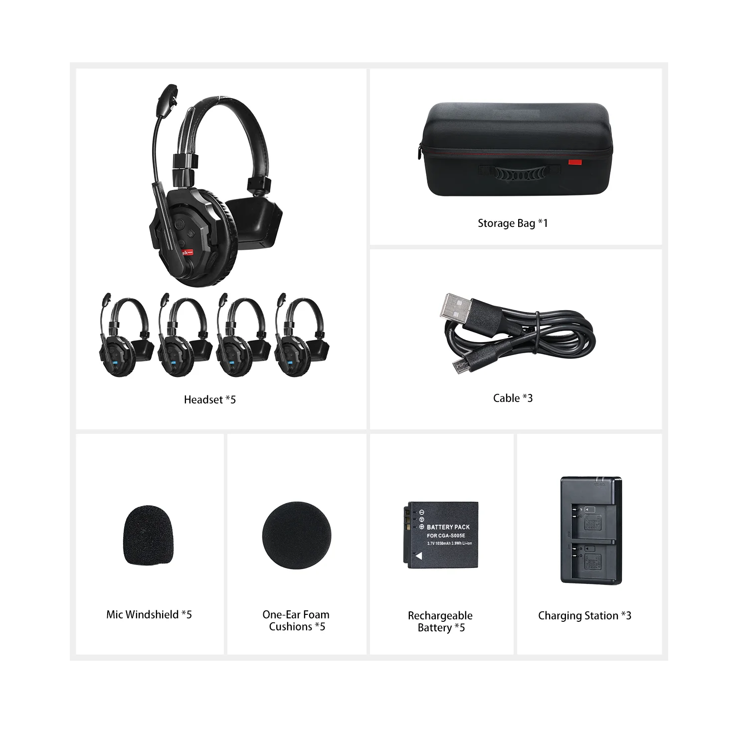 

Intercom System 3 Single Ear Headset Simultaneous Call Wireless Stage 2.4GHz Movie Shoot Live Show Stage Performance