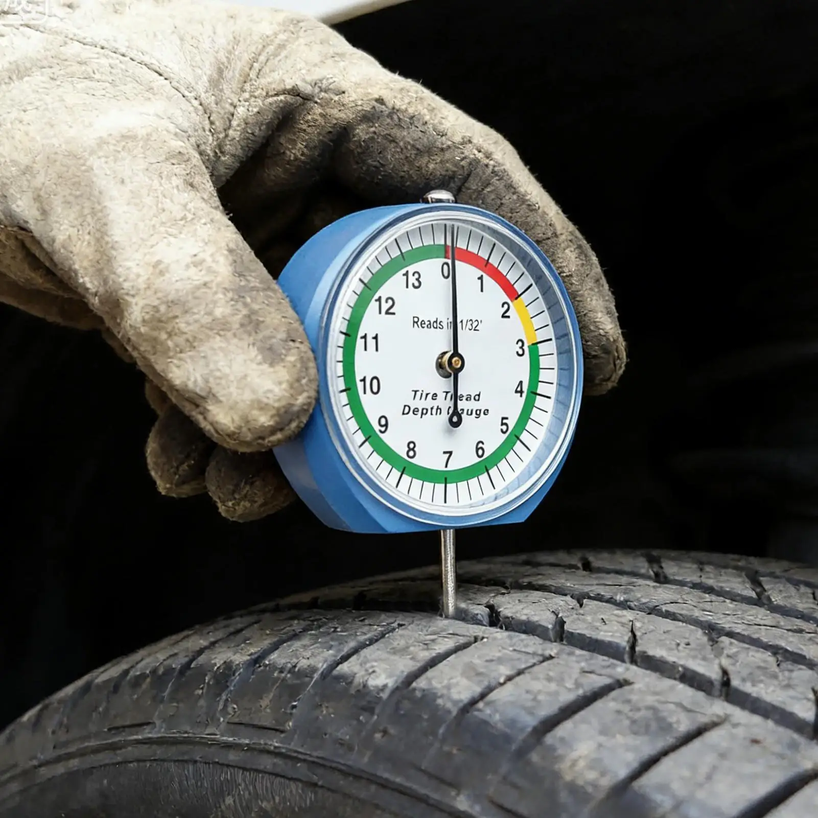 Tire Thread Depth Gauge 1/32 Inch Pointer-Type Ruler Car Tire Tread Depth Gauge for Car Motorcycle Truck Bus Automotive Shop