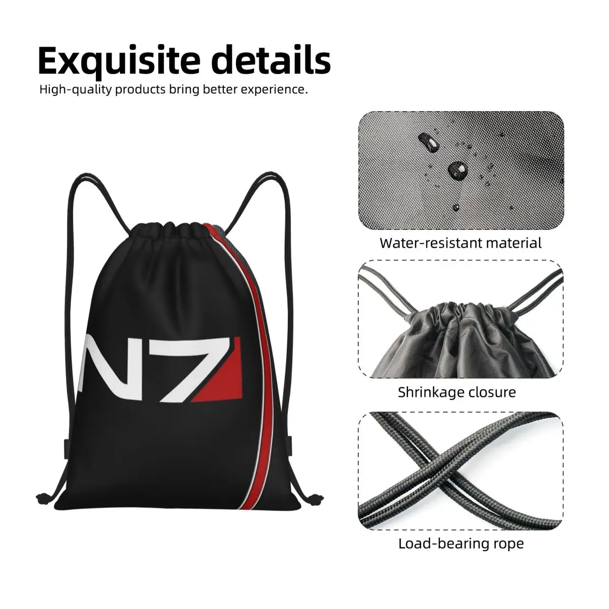 Emblema do efeito de massa N7! Mochilas moda portátil cordão pacote bolso diversos saco sacos de livro para estudantes de viagem