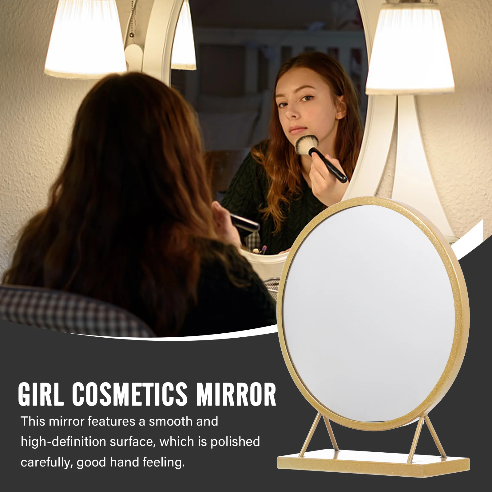 

Elegant Woman Makeup Mirror Decor Round Desktop Mirror High Quality Finish Perfect for Shaving Plucking Flossing and