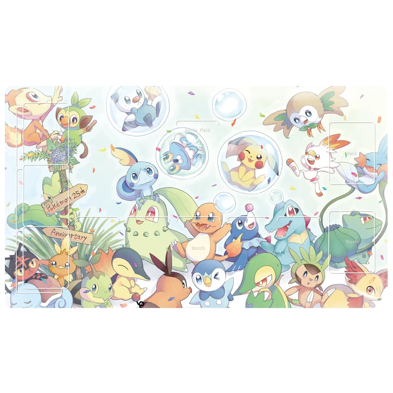 Pokemon PTCG Card Mat Jirachi Charmander Lillie Anime Game Characters Self Made DIY 60X35CM Single Player Battle Cards Pad