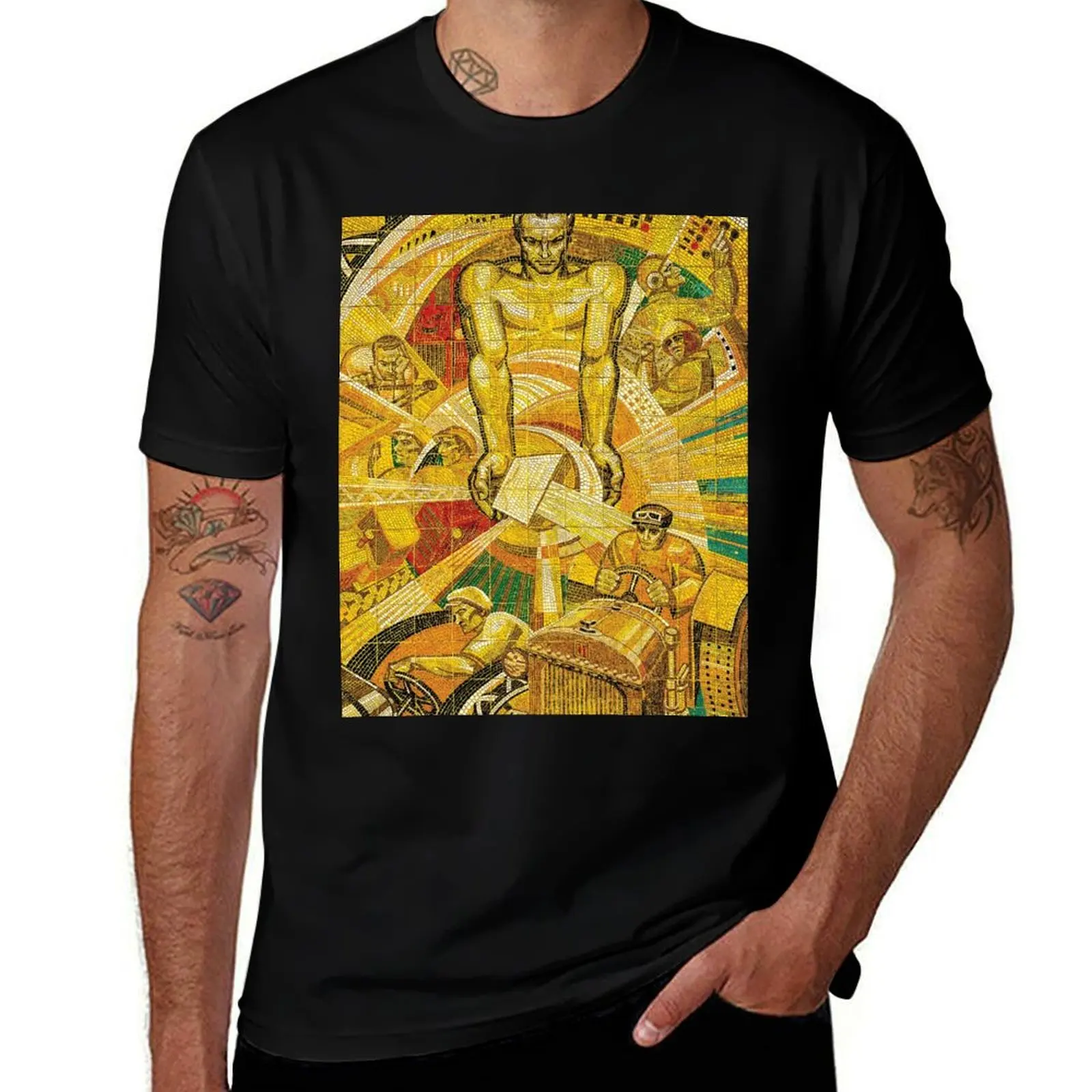 Factory Worker - Volgograd Tractor Factory Mosaic T-Shirt Basic Simple Design Short Sleeve Shirt T-Shirt