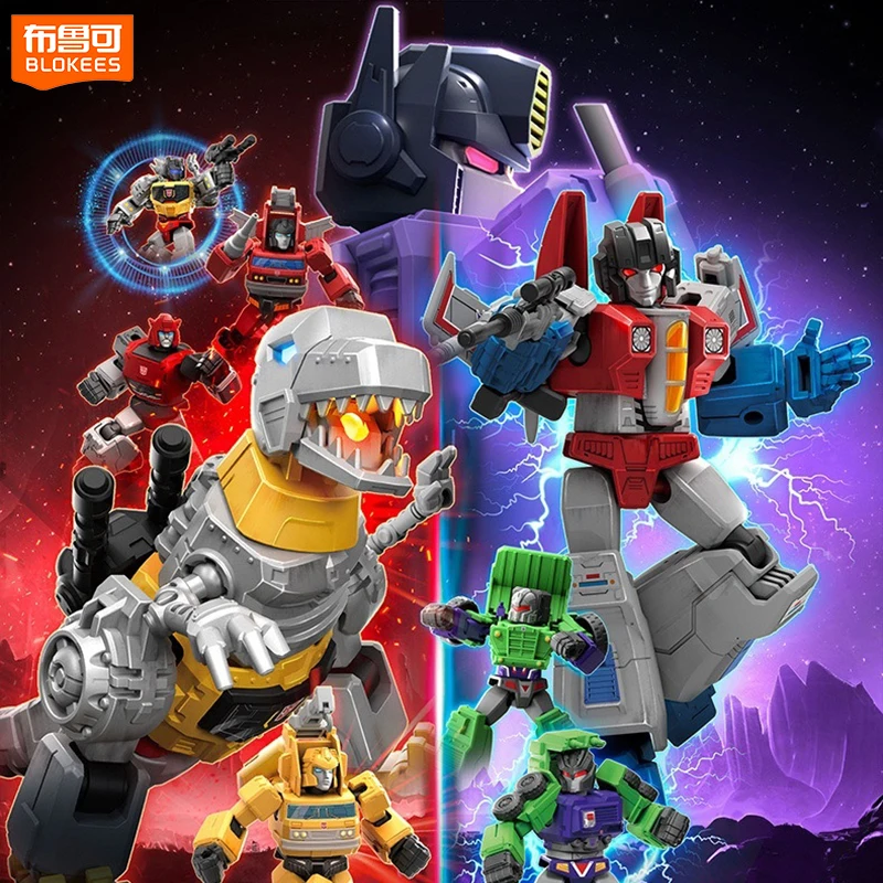[Op voorraad] Blokees Transformers Galaxy-versie Phase 2 Grimlock, Starscream, Infern, Mixmaster en Longhaul 10 cm montagespeelgoed