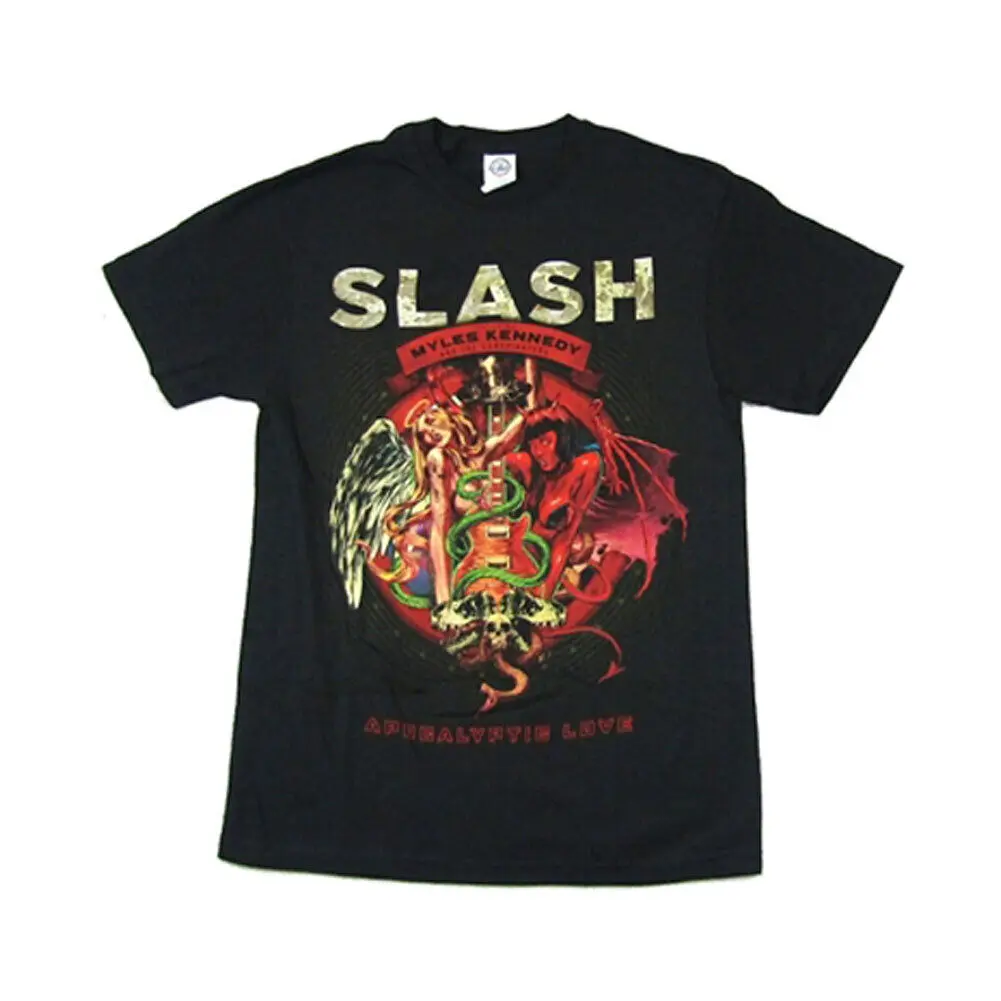 Camiseta Slash do amor apocalíptico masculina, preta pequena