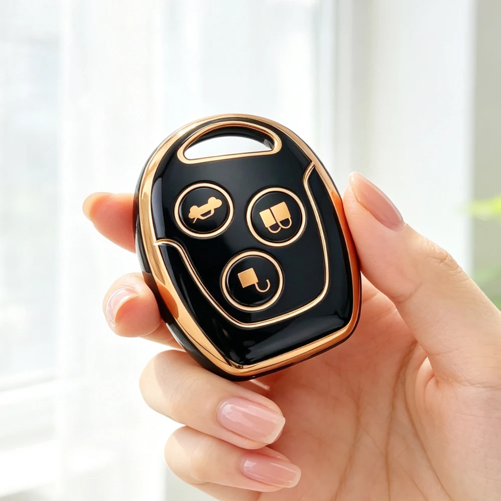 3 Buttons TPU Remote Car Key Cover Fob for Ford Mondeo Focus Fusion Fiesta Galaxy Transit Full Car Key Case Keychain