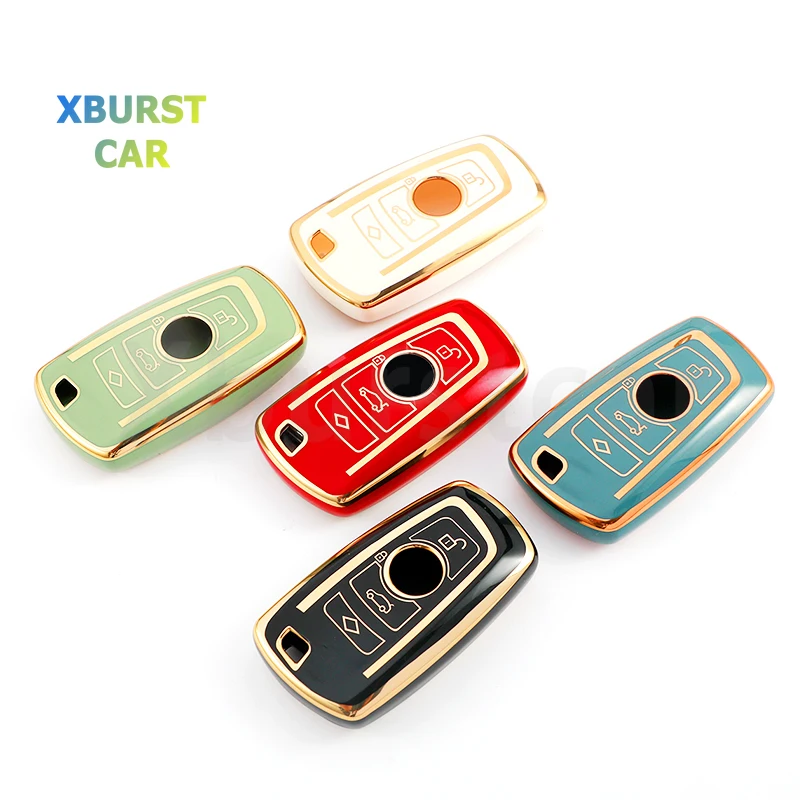 Gold Edge TPU Car Key Holder Case Cover For BMW 1 3 5 Series F20 F30 G20 F31 F34 F10 G30 F11 X3 F25 X4 I3 M3 M4 Accessories