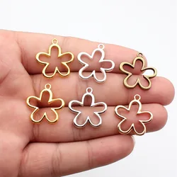 WYSIWYG 10pcs 22x23mm 6 Colors Trendy Pendant Openwork Flower Charms Pendant For DIY Jewelry Making