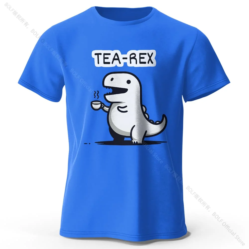 Men's Tea-Rex Dinosaur Printed Cotton T-Shirt, Soft & Breathable Round Neck Short Sleeve Tee, Unisex Fun & Quirky Style Fashion
