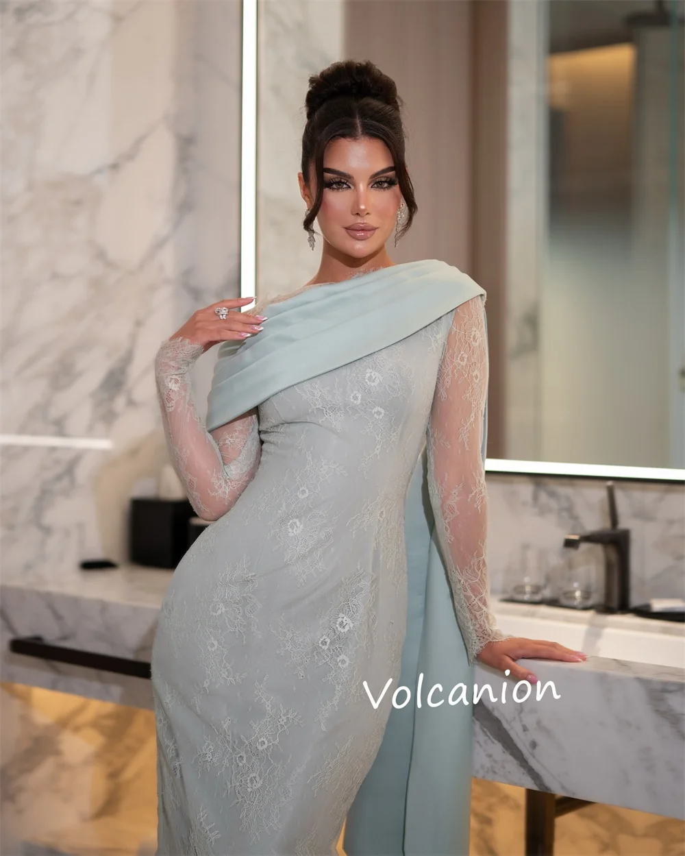 Abiti midi a collo alto con motivo a pieghe in jersey personalizzato Occasioni su misura Festa formale Moda elegante