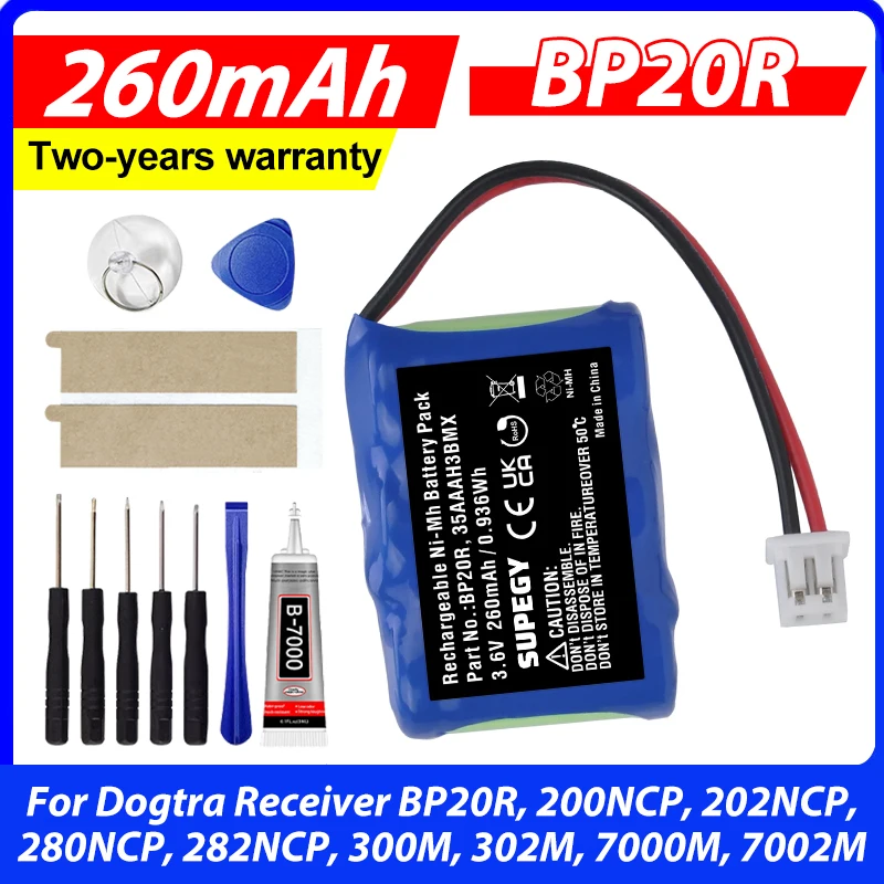 SUPEGY Battery for Dogtra Receiver BP20R, 200NCP, 202NCP, 280NCP, 282NCP, 300M, 302M, 7000M, 7002M Remote Controller