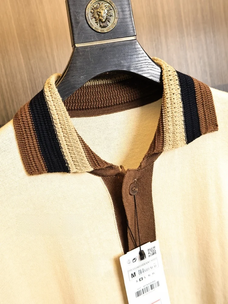 Comfortable Knitted Short Sleeve Cardigan Men's Fashion Casual Style Breathable Soft Fabric Flip Collar Summer Essential
